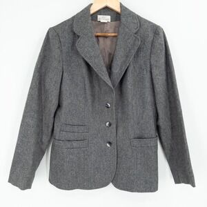 Vintage Austin Hill Wool Blazer Gray‎ Union Made USA Womens 12 Classic Career